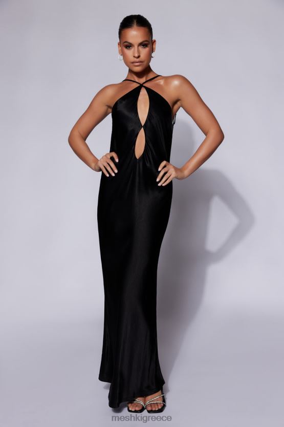 Meshki μάξι φόρεμα Lucia satin μαύρος είδη ένδυσης JJN40N298