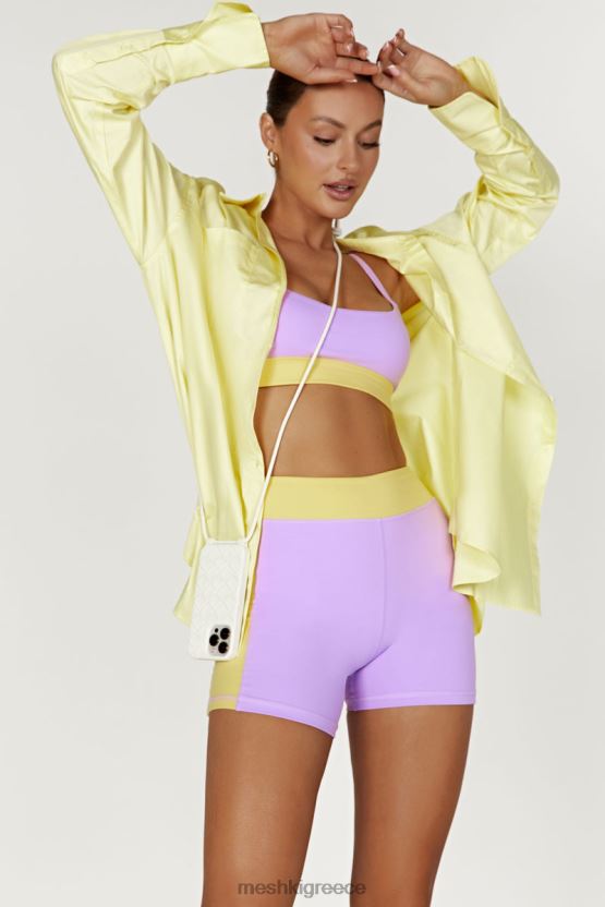 Meshki νίκι δίχρωμο αθλητικό bralette λιλά/κίτρινο είδη ένδυσης JJN40N1059